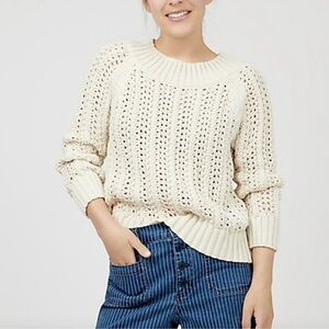 J.Crew Wide-neck beach sweater with pointelle stitch sz.XXS